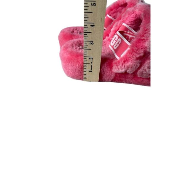 UGG Fluff Yeah Slide Poppy Strawberry Sorbet Sheepskin size 10 Pink Sandals Slip - Picture 7 of 12